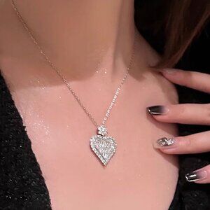 Brand new love sterling silver diamond heart necklace, beautiful necklace, cute